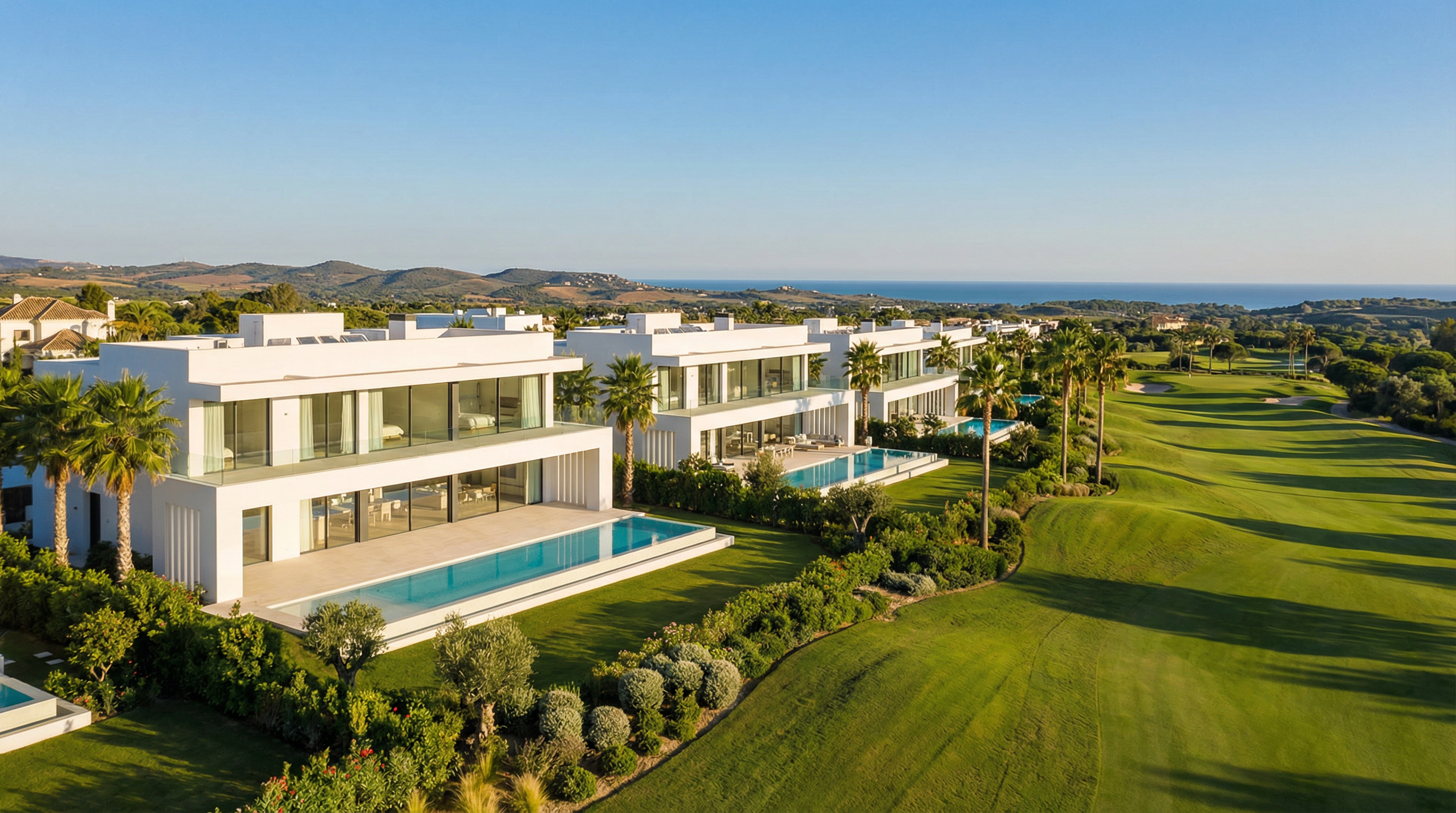 Aerial view of Sotogrande, Costa del Sol showing Mediterranean coastline, luxury properties, and relocation guide opportunities