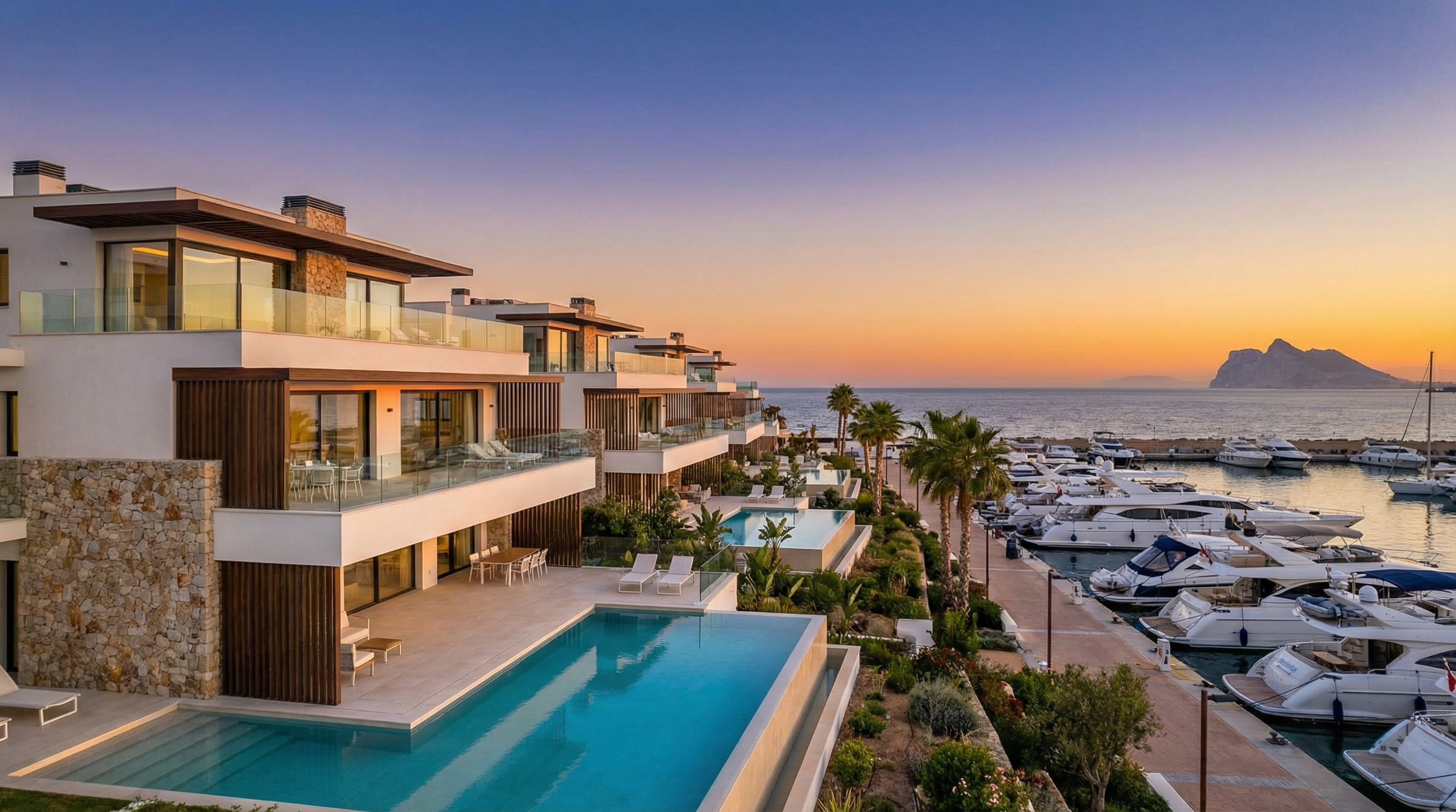 Aerial view of Sotogrande, Costa del Sol showing Mediterranean coastline, luxury properties, and investment guide opportunities